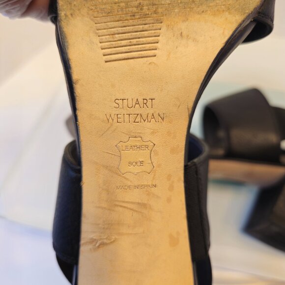 Stuart Weitzman Accesschorus Heeled Sandals Strap Stretc Black Size 6B/36 - Picture 11 of 12